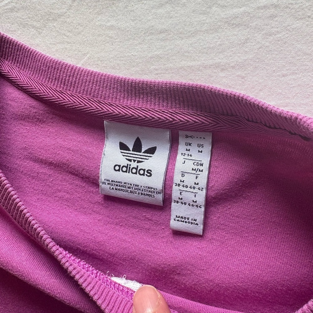 adidas Originals Trefoil Logo Tee | Purple Oversized T-Shirt | Women’s - Picture 3 of 4